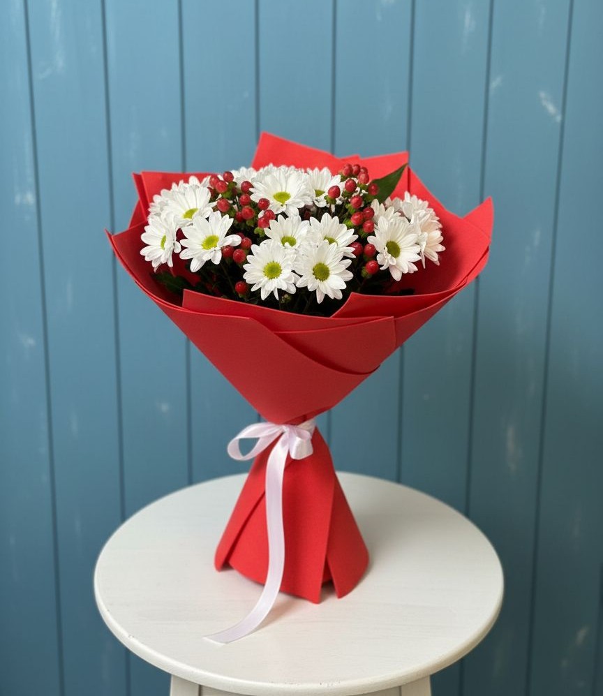 Букет ягоды на снегу в Алабино Букет цветов из: Хризантемы в Алабино