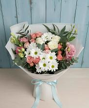 Букет цветов из:  Розы, Лизиантусы и Хризантемы в Алабино