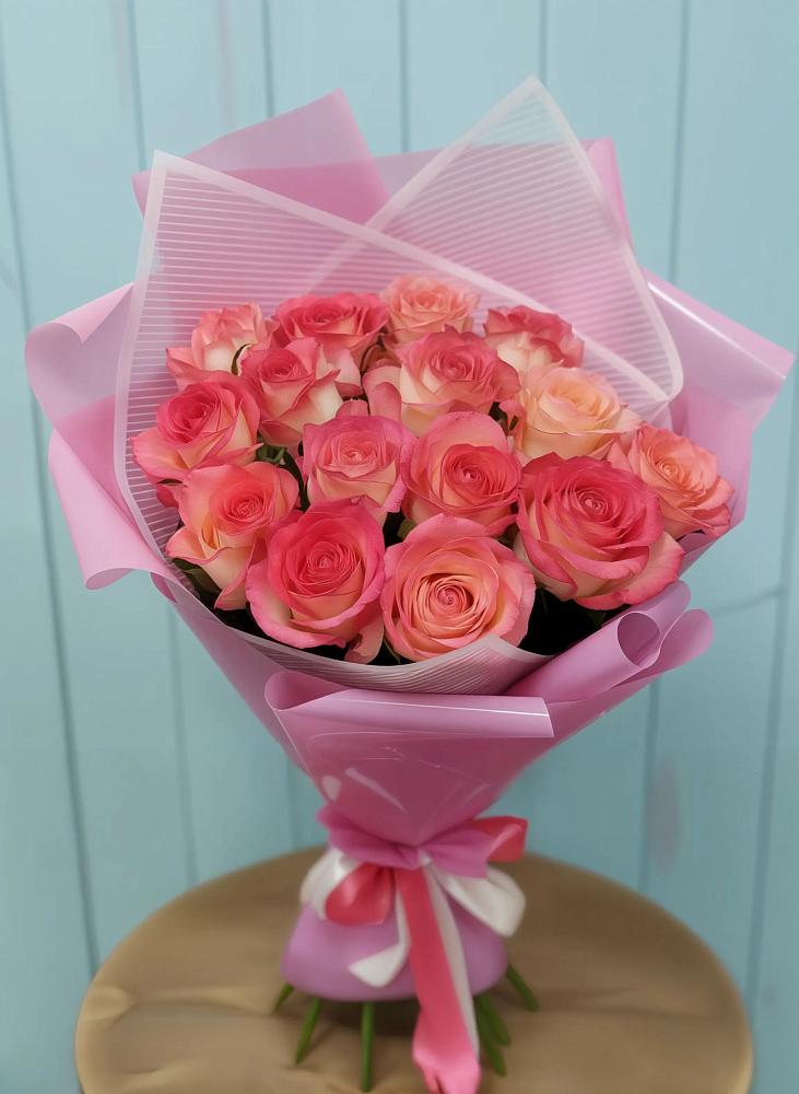 15 Розовых роз Равель в Алабино Букет 15 Розовых роз Равель в Алабино