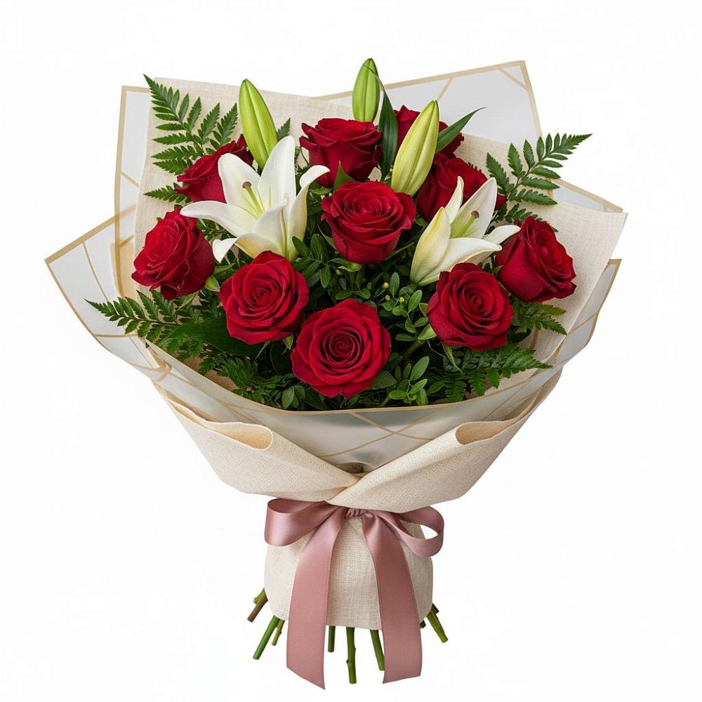 Букет цветов из: Лилии и Розы в Алабино