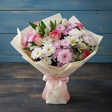 Букет цветов из:  Хризантемы, Альстромерии и Розы #REPLACE_PRED# Алабино