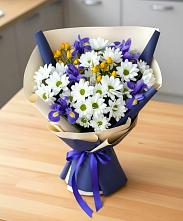 Букет цветов из:  Розы, Ирисы и Хризантемы #REPLACE_PRED# Алабино